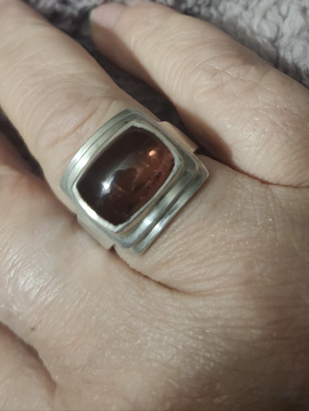 Vintage NEPAL PTI 925 Sterling Silver Pink Tourmaline Modernist Ring Size 7.75
